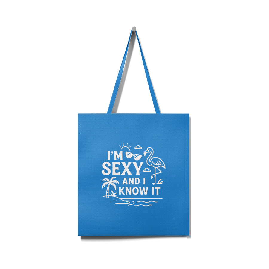 Tote Bag "I'm sexy and I know it" (bleu). Série limitée.